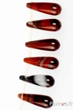 Perles en agate gouttes - 6 x 22 mm, trou 0.8  mm - rouge brun